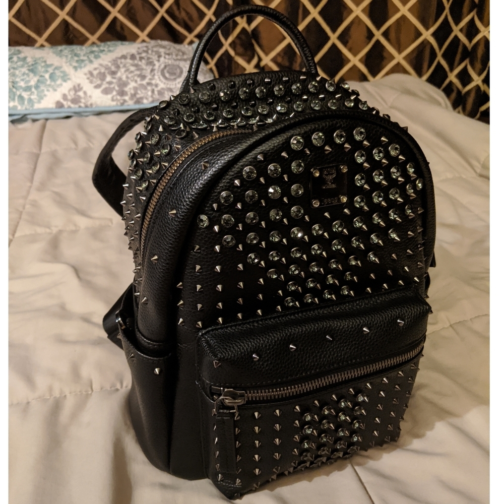 MCM Stark Small Backpack Black Studded